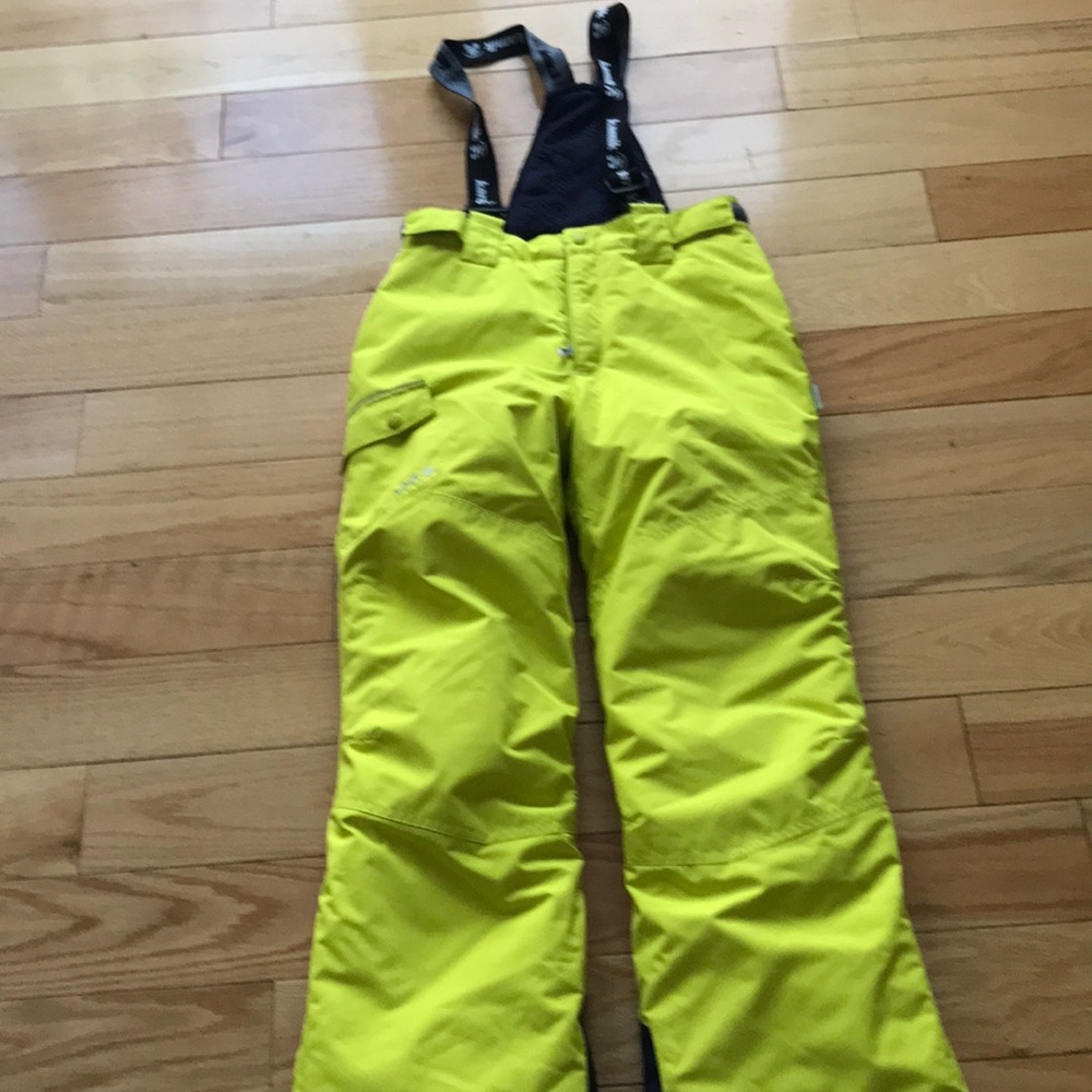 Kamik kids ski pants size 12 neon yellow